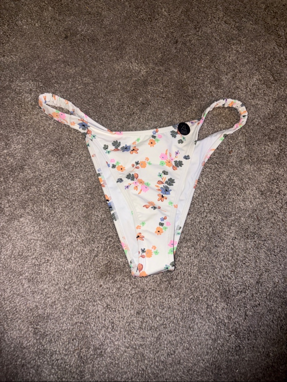 Cotton On White Floral Bikini Bottoms with Pink Orange and Green Accents
